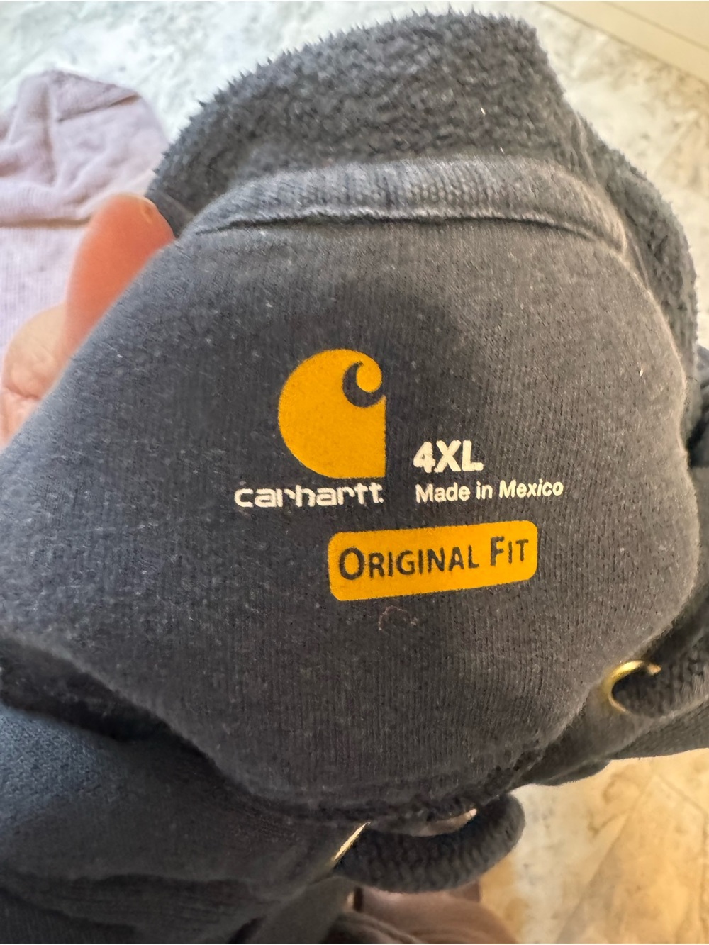 Carhartt Charcoal/Navy  Hoodie with Yellow Logo